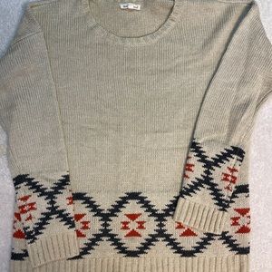 Beige southwest design Hem & Thread sweater- Large